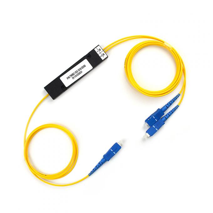 Tipo personalizado divisor de fibra ótica da trança das telecomunicações FTTH do PLC do SC UPC 1X2