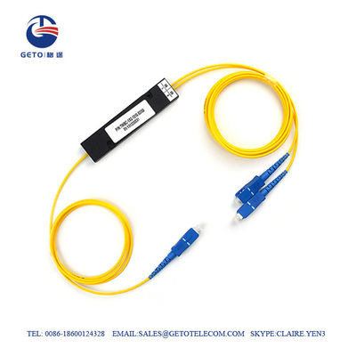 Tipo amarelo divisor da trança do divisor da fibra ótica de FTTH do Plc do SC UPC 1x2